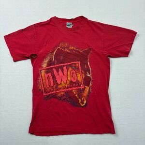 Vintage 1998 WCW nWo Wolfpac Red T-Shirt Mens M Wolf Graphic Thrashed Distressed